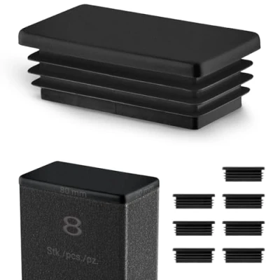 Bild av EMFA Plugg för fyrkantigt rör upp till 80x20 mm, 20 stycken, Svart (RAL 9005),Fyrkantig plugg, Rörplugg, rektangulärt 8x2cm