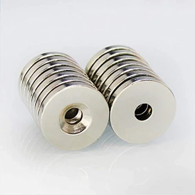 Bild av neodymmagnet, rund, 10 st. M5 frästa skivor stark, 20 mm x 3
