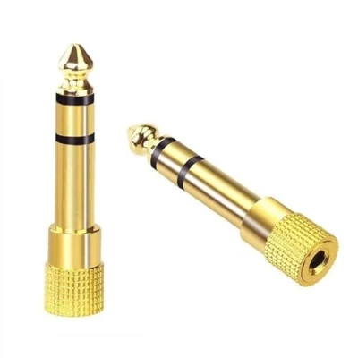 Bild av VCE hörlursuttag adapter 6,35 mm hane 1/4 tum till 3,5 hona 1/8 aux plugg omvandlare ljud stereo guldpläterad för tangentbord digital pianoförstärkare hörlurar 2 pack
