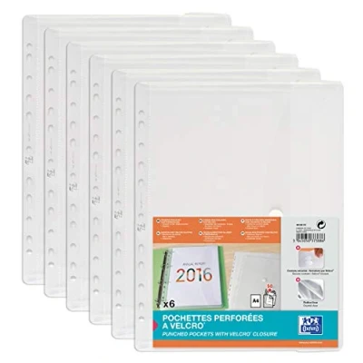 Bild av Oxford Urban 400099575 Dokumentmapp för A4 med Kardborrband, Genomskinlig, Paket 6