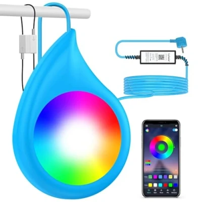 Bild av LED Poollampor för Pool Ovan Mark, LyLmLe 10W Magnetisk RGB Färgskiftande Dimbara Undervattenslampor med APP Kontroll, IP68 Vattentät, 8m kabel+ Transformator,12V
