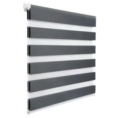 Bild av WOLTU Dubbel rullgardin, Klemmfix, ingen borrning krävs, duo Zebra persienn för fönster, kulkedja på sidan, Easyfix, klämgardiner transparens, mörkgrå, 90 x 130 cm (B H)
