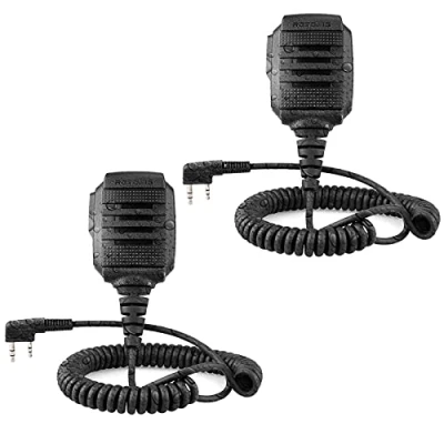 Bild av Retevis RS114 Walkie Talkie högtalarmikrofon, IP54 vattentät 2 stifts handhållen mikrofon, kompatibel med tvåvägsradio RT24 RT28 RT27 RT618 RT622 Baofeng UV 5R BF 88S Kenwood eSynic, axelmikrofon (2
