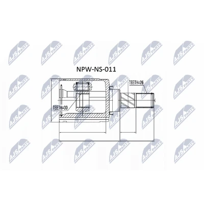 Bild av NTY NPW NS 011 Tête de Cardan Essieu avant gauche, du côté boîte vitesses NISSAN: Qashqai / Qashqai+2 I, MAZDA: 3 5 portes