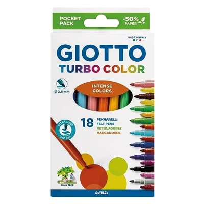 Bild av Giotto Turbo Color 18 markörer fin spets blandade färger pennfodral