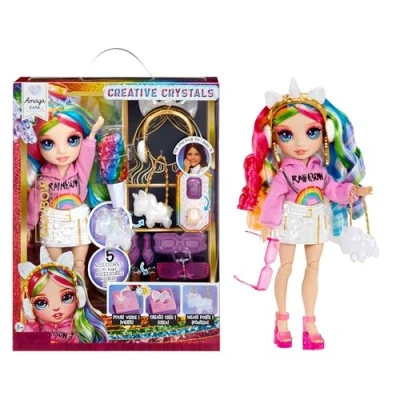 Bild av Rainbow High Creative Crystals Amaya regnbåge 28 cm modedocka med kristalltillbehör gör det set, ring till dig själv, hantverk, hartsspel, present barn från 8 år, ej ätbar