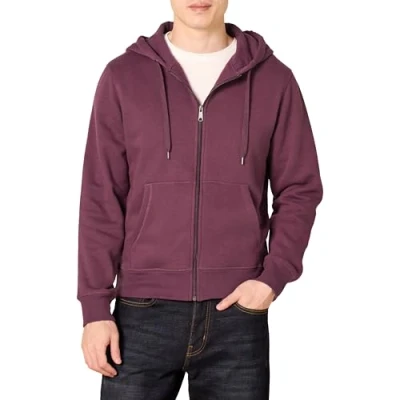 Bild av Amazon Essentials Men&#039;s Fleecetröja med hel dragkedja (finns i Big &amp; Tall), Vinröd, M