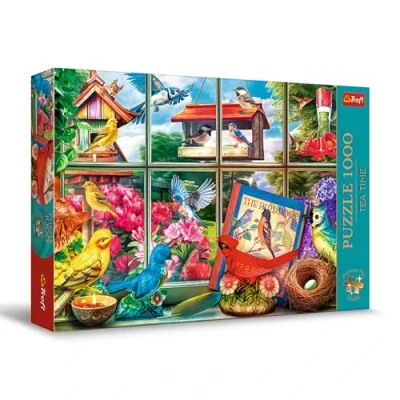 Bild av Trefl Premium Plus Quality Puzzle Tea Time: Fåglarnas värld 1000 bitar, Serie med nostalgiska målade bilder, Perfekt passande för vuxna och barn från 12 år
