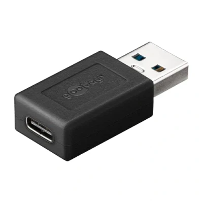 Bild av Goobay 45400 2 i 1 superhastighetsadapter USB 3.0 (typ A) till C, förvandlar porten en C port, svart