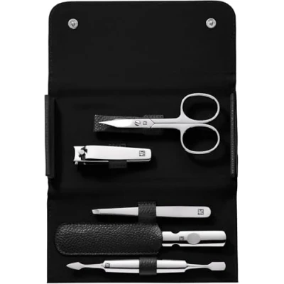 Bild av ZWILLING Manikyrset (5 delat, pedikyrset i resestorlek, med nagelklippare, etui äkta läder), polerat rostfritt stål, svart