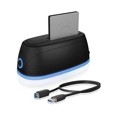 Bild av ICY BOX HDD/hårddiskar dockningsstation USB 3.0 för SATA 2,5 tum och 3,5 tum, RGB belysning, hårddiskar klonstation &amp; läsare, adapter, extern, svart, IB 1124L C3