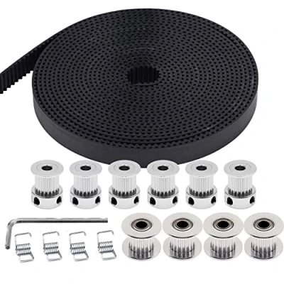 Bild av TUZUK 5M GT2 kuggremmar 10 mm bredd 6 stycken 20 tänder 5 borrning kuggremhjul 4 hål spännrulle + spännfjädertorsion, för 3D skrivare