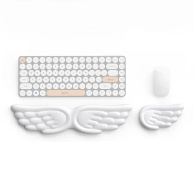 Bild av Angel Wings Handledsstöd För Tangentbord Och Mus, Ergonomiskt Mjukt Memory Foam Dator Bärbar Hemmakontorsspel white