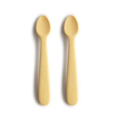 Bild av Mushie Silikonskedar för Bebisar 1x Set med 2 och Småbarn Material: Livsmedelsgodkänd Silikon Diskmaskinssäker Daffodil