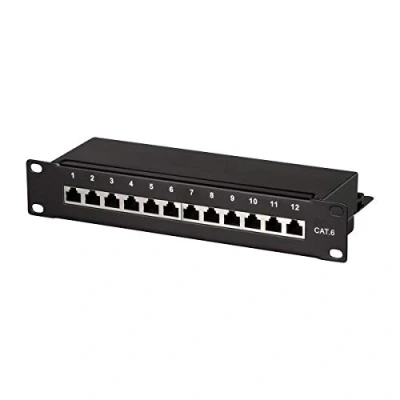 Bild av LogiLink Professional Cat.6 (250 MHz) patchpanel distributionsfält, 10 tum, STP (skärmad) 12 port (RJ45)