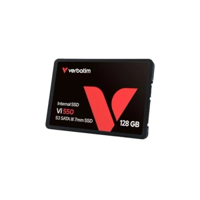 Bild av Verbatim Vi550 S3 SSD, intern SSD enhet med 128 GB datalagring, solid state 2,5 tums SATA III gränssnitt och 3D NAND teknik, svart