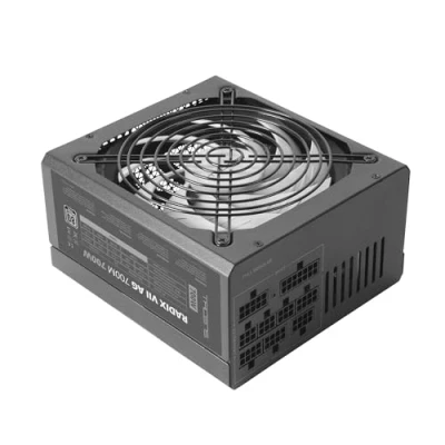 Bild av Tacens RADIX VII AG 700, full modul 700 W ATX strömförsörjning, 10 års garanti, 80Plus silver, +87% effektivitet, 140 mm FDB fläkt med AI RPM teknik, japanska kondensatorer 105º, svart