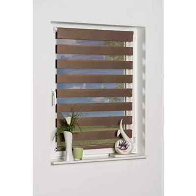 Bild av K home Klemmfix dubbel rullgardin Madrid utan borrning, mocka, 95 x 150 cm (B L)
