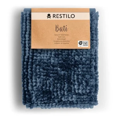 Bild av RESTILO Badmatta 70 x 120 cm Halkfri Badrumsmatta Absorberande Duschmatta Vattenabsorberande Mörkblå Bati