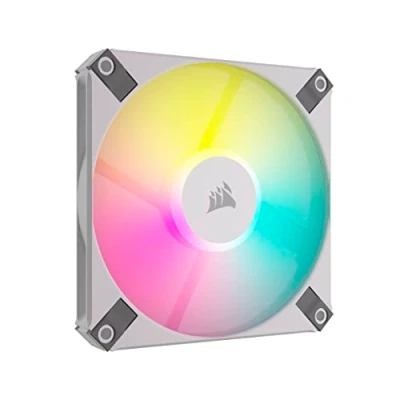 Bild av Corsair AF120 RGB SLIM, 120mm PWM Fluiddynamisk Lagerfläkt Tunn Profil För Småskaliga Höljen Låg Ljudnivå Upp Till 2000 RPM 8 Adresserbara Ljusdioder Enstaka Paket Vit
