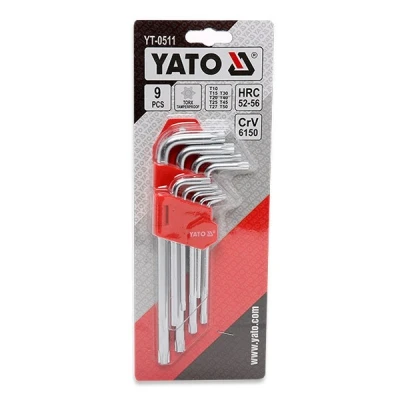 Bild av YATO YT 0511 Ensemble de tournevis coudés T10 T50 Acier chrome vanadium 9
