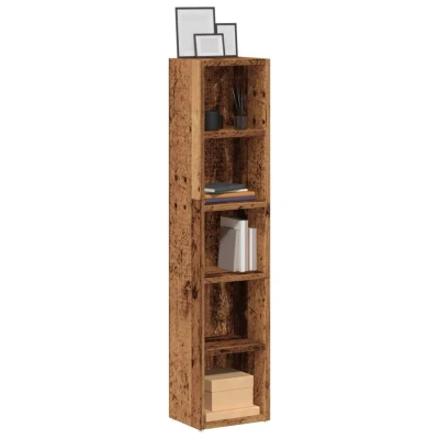 Bild av vidaXL cd hyllor 2 st åldrat trä 21x16x93,5 cm konstruerat trä, förvaring, förvaringsskåp, skåp, hyllskåp, förvaringsmöbler,