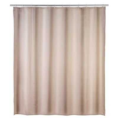 Bild av WENKO anti mögel duschdraperi uni beige bakteriell, textil, tvättbar, vattenavvisande, mögelresistent, med 12 duschdraperiringar, polyester, 180 x 200 cm,