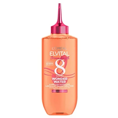 Bild av L&#039;Oréal Paris Elvital hårbehandling för smidigt hår, utan silikoner, verkningstid sköljning, Dream Längd 8 sekunder Wonder Water Lamellar hårvätska, 1 x 200 ml