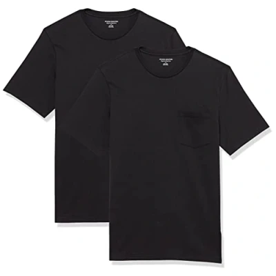 Bild av Amazon Essentials herr normal passform kortärmad rund hals ficka t shirt, paket med 2, svart, 4X Large stor