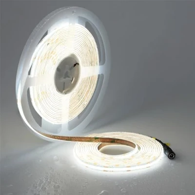 Bild av TOPAI 24V COB LED Ijusremsa 10M Kallvit 6000K Utomhus Vattentät CRI&gt;93 Självhäftande Enhetlig Punktfri 384LEDs/M Skärbar Flexibel för skåp hemmakontor DIY belysningsprojekt