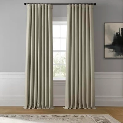 Bild av HPD halvt pris draperier falskt linne texturerat mörkläggningsgardiner för sovrum 258 cm lång (1 panel), 50 B x 108 L gardiner vardagsrum heminredning, havregryn