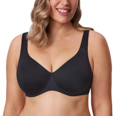 Bild av AISILIN Women&#039;s Minimizer Bra Plus Size Unlined Full Coverage Smooth Underwire Support Svart 90F