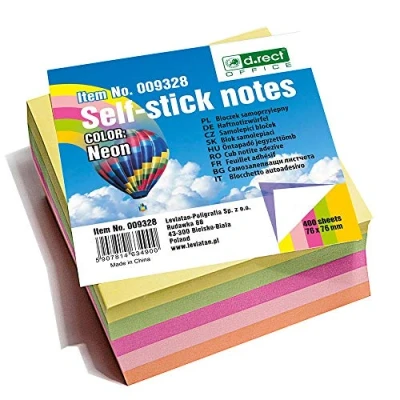 Bild av D.RECT 009328 självhäftande anteckningsblock Super Sticky Notes i 76 x mm 400 ark neon