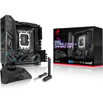 Bild av ASUS ROG Strix Z790 I Gaming WiFi Intel® LGA 1700 Mini ITX moderkort, 10 + 1 kraftsteg, DDR5, två M.2 kortplatser, PCIe® 5.0, 6E, Thunderbolt™ 4 och USB 3.2 Gen 2x2 Type C®