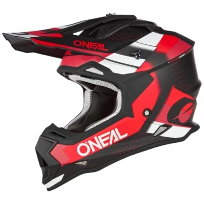 Bild av O&#039;NEAL Motocrosshjälm MX Enduro ABS skal, ventilationsöppningar för optimal kylning 2SRS hjälm SPYDE V.23 vuxna svart röd vit storlek XL (61/62 cm)