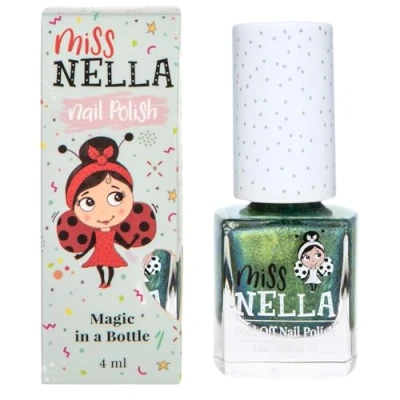 Bild av Miss Nella Alien Poo Speciellt metallisk grön nagellack för barn, vattenbaserat och luktfritt som enkelt går att skala bort.