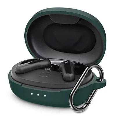 Bild av FTRONGRT Silikonhörlurar Bluetooth fodral för Anker Soundcore Life P2 minifodral, stötdämpande, kompatibelt mini hörlurar. Mörkgrön