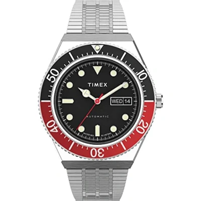 Bild av Timex Herr analog klocka M79 automatisk med rostfritt stålrem, Röd, TW2U83400 AMZUK