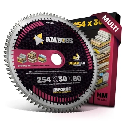 Bild av Amboss Werkzeuge HM cirkelsågblad 254 x 30 Z80 platt tand med utbytbar fas för multi finskuren. ® Sågblad mm komp. till Bosch GTS 10. PTS 10 100 T.GTS Holzmann TS 250. TK 255 Ryobi