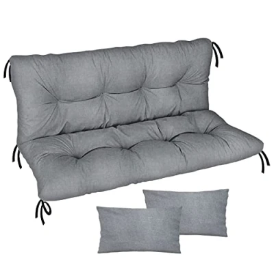 Bild av Trädgårdsgunga, hängmatta, sittkudde, vattentät, 100 x 50 cm, för pallmöbler, utomhus, uteplats, solstol, bänkdyna med ryggstöd, lin [133]