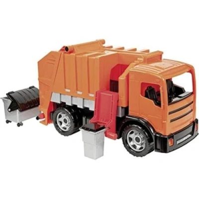 Bild av Lena jätte GIGA Trucks ca 72 cm, axlar och 2 soptunnor, orange sopbil, XXL leksaksfordon för barn från 3 år, 2166, flerfärgad