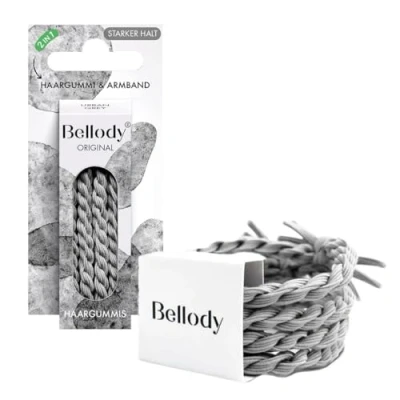 Bild av Bellody® Original hårbollar snygg flätad hårhårsnodd med starkt grepp (set om 4 urban grå) hårtillbehör för kvinnor i ljusgrå