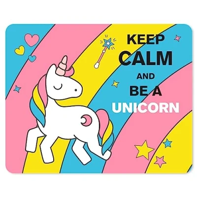 Bild av younikat enhörning musmatta Keep Calm and be a Unicorn I 24 x 19 cm söt platt rektangulär halkfri med enhörningsmotiv dv_145