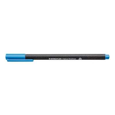 Bild av Staedtler 334 30 Fineliner triplus, Dreikantschaft, metallgefasste Spitze, circa 0.3 mm, 10 Stück im Kartonetui, lichtblau