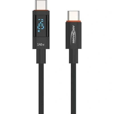 Bild av ANSMANN laddningskabel 120 cm USB typ C för snabb laddning av smartphone, surfplatta, bärbar dator etc. med upp till 140 W utgångseffekt/högkvalitativ kabel kontor, hemmakontor, spelare, sovrum