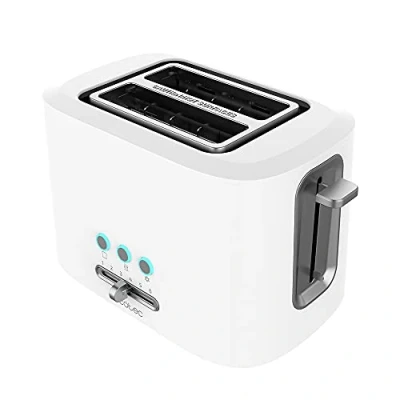 Bild av Cecotec brödrost och knapp 9 000 dubbel vit. 980 W, 2 extra breda korta slitsar, förinställda funktioner, 6 roststeg, brödfäste, vit