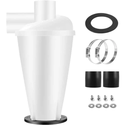 Bild av cyklon dammutsugningsfilter dammavsugare filter separator PVC material hög streck med tillbehör Gäller för verkhops, fabriker, familjer, trädgårdar (vit)