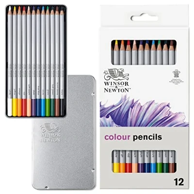 Bild av Winsor &amp; Newton 490012 Studio Collection färgpennor, 12 mjuka kärnritpennor, premium konstnärskvalitet, för skissning, blandning, skuggning och skiktning