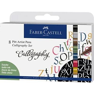 Bild av Faber Castell 167508 tuschestift pitt Artist Pen Kalligrafi Set, 2,5 mm, 8 fodral, flera färger