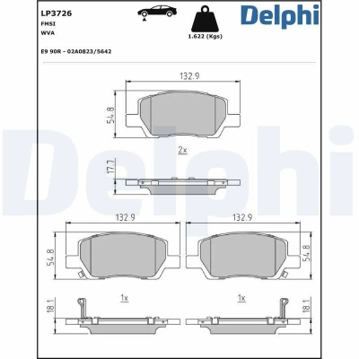 Bild av DELPHI LP3726 Jeu de plaquettes frein avec indicateur d&#039;usure tôle anti bruit sans accessoires HYUNDAI: i10 III 3/5 portes